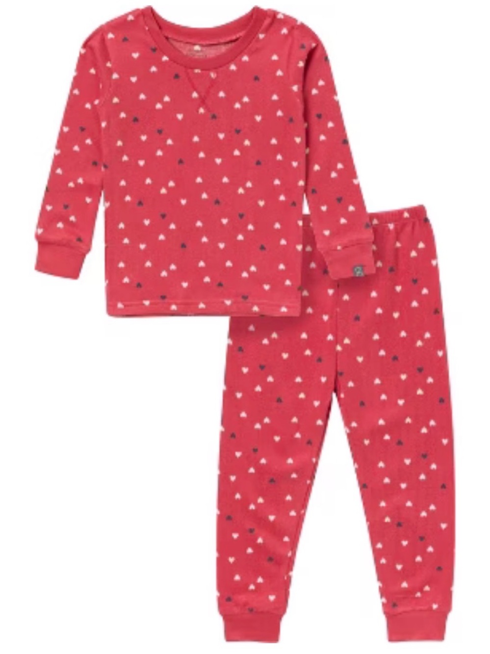 Red Heart-Print Pajama Set
